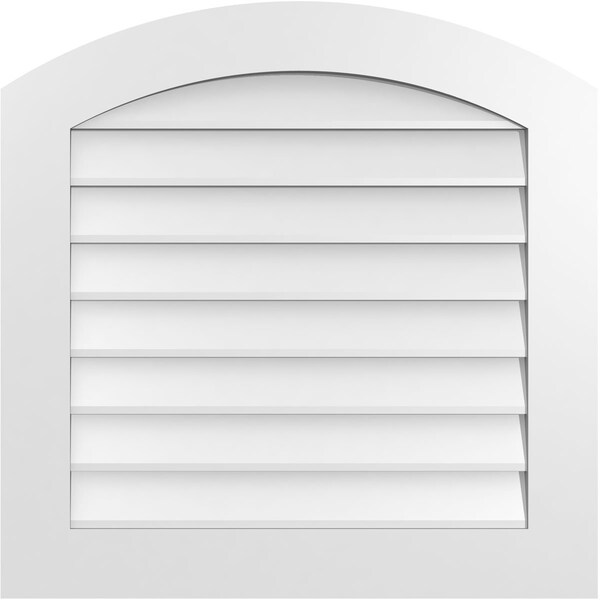 Ekena Millwork Arch Top Surface Mount PVC Gable Vent: Functional, w/ 3-1/2"W x 1"P Standard Frame, 30"W x 30"H GVPAR30X3001SF - main